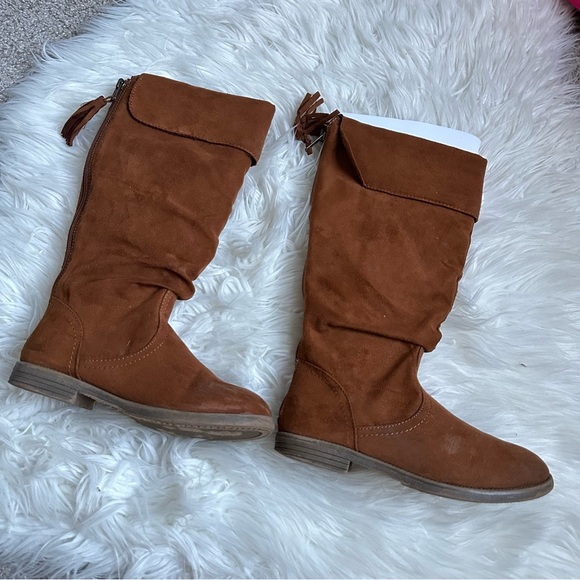 Nina K-I-T Lugg Chestnut Over the Knee Faux Suede Boots Size 2Y - Picture 4 of 10
